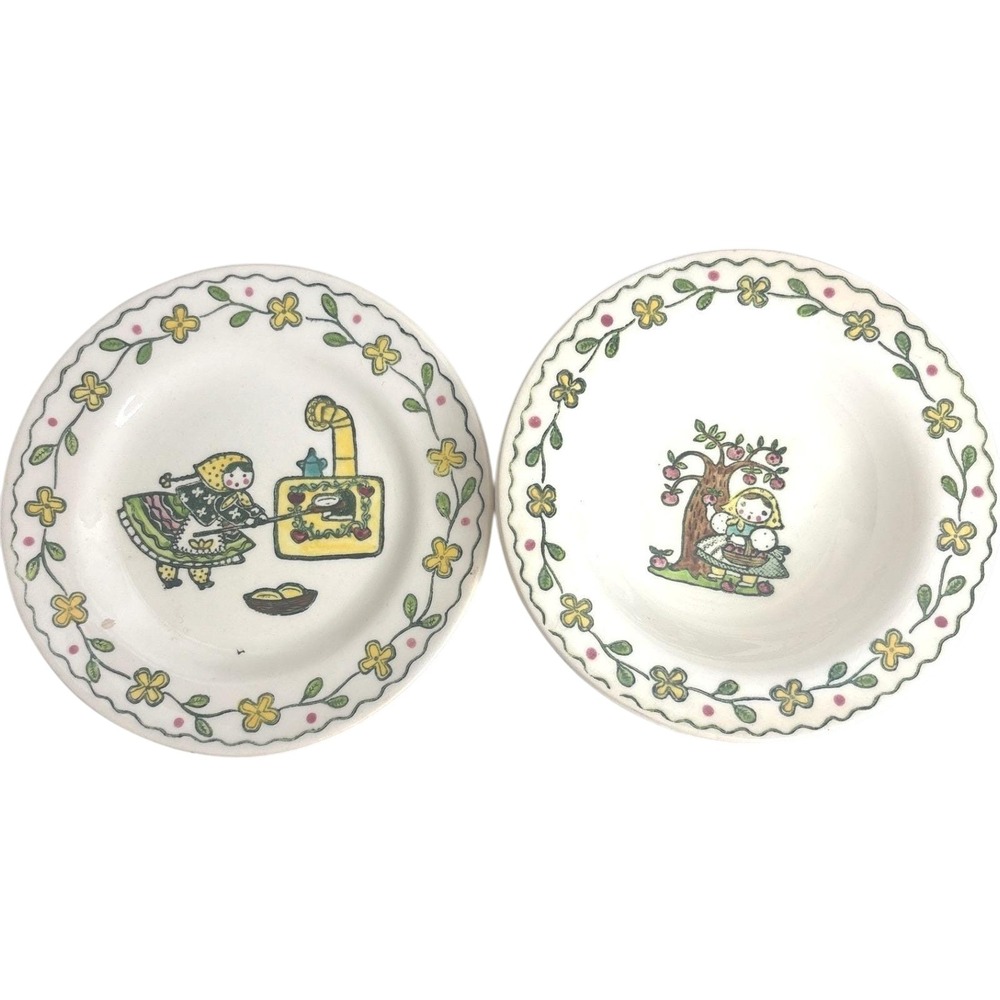 VTG Metlox Poppytrail Happy Time 8pc Set 6.5" Plates Bowls 6.5" Hand Painted